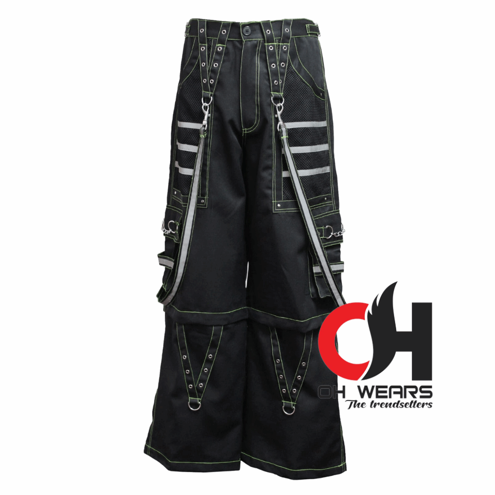 Gothic handmade Bondage Reflective Men Pant 6 pockets Punk Rock Trouser Pant Shorts OH-441-GT