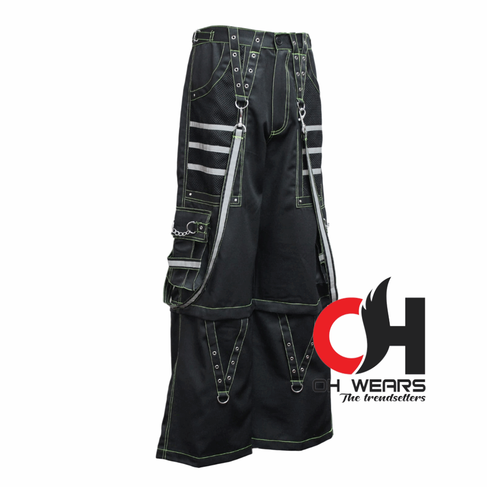 Gothic handmade Bondage Reflective Men Pant 6 pockets Punk Rock Trouser Pant Shorts OH-441-GT