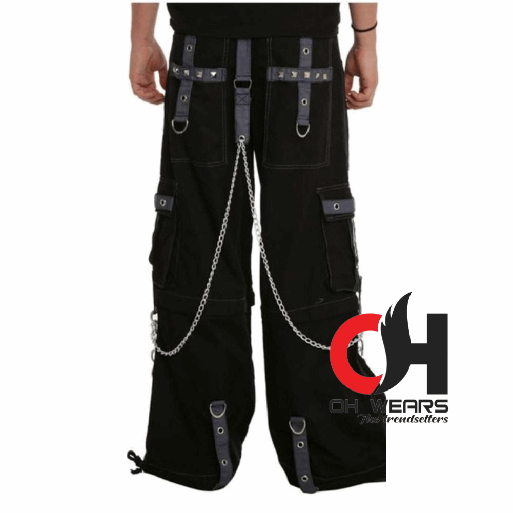 Handmade black Electro bondage rave men gothic cyber chain goth jeans punk rock pant trouser and short OH-446-GT