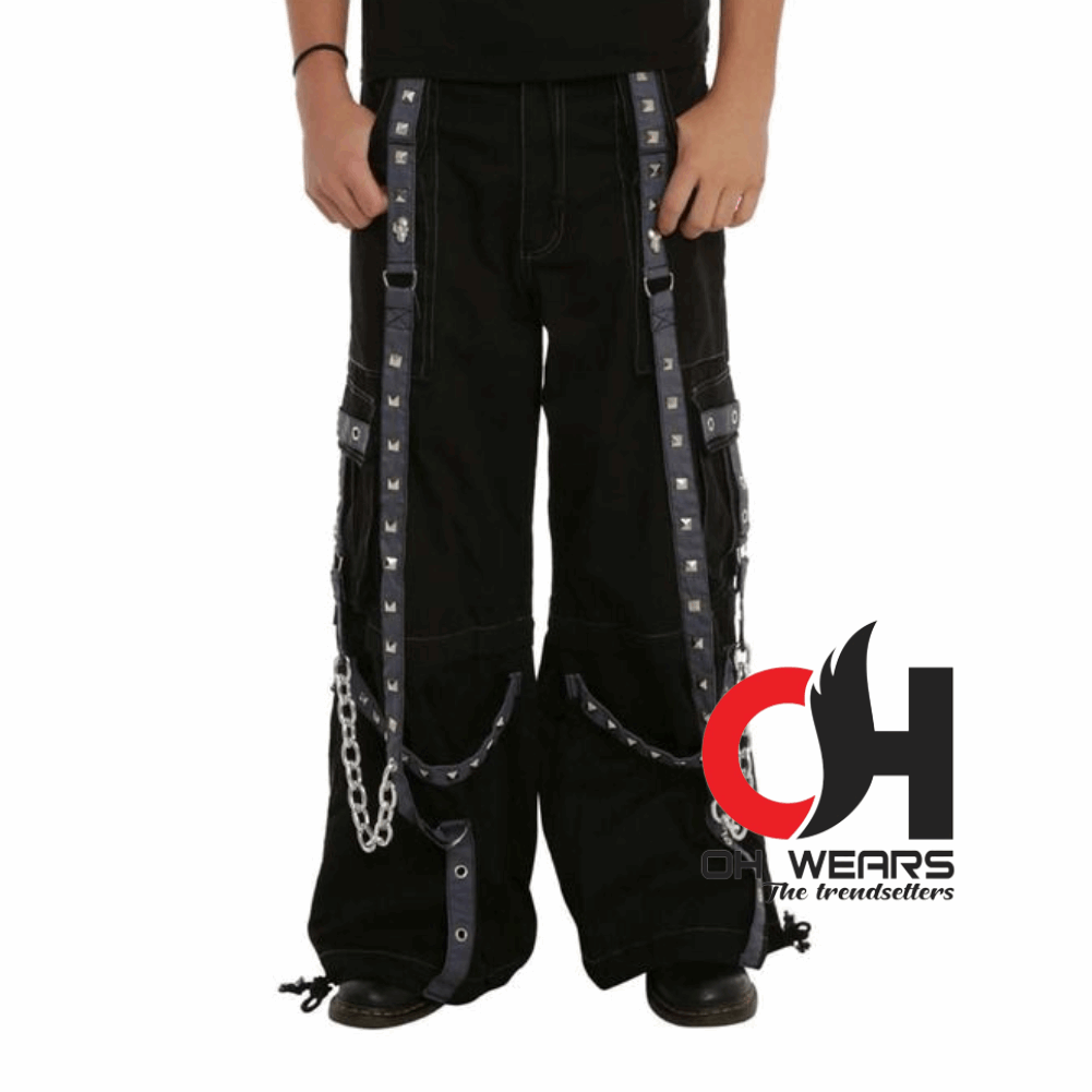 Handmade black Electro bondage rave men gothic cyber chain goth jeans punk rock pant trouser and short OH-446-GT