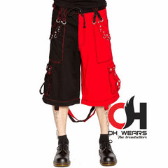 Men Bondage Trouser Punk Rock Transformer Baggy Black Split Leg Tripp Pants Black/Red Pants /EMO, gothic pants, men's gothic pants OH-429-GT