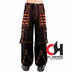 handmade black & orange Electro bondage rave men gothic cyber chain goth jeans punk rock pant trouser and short OH-430-GT