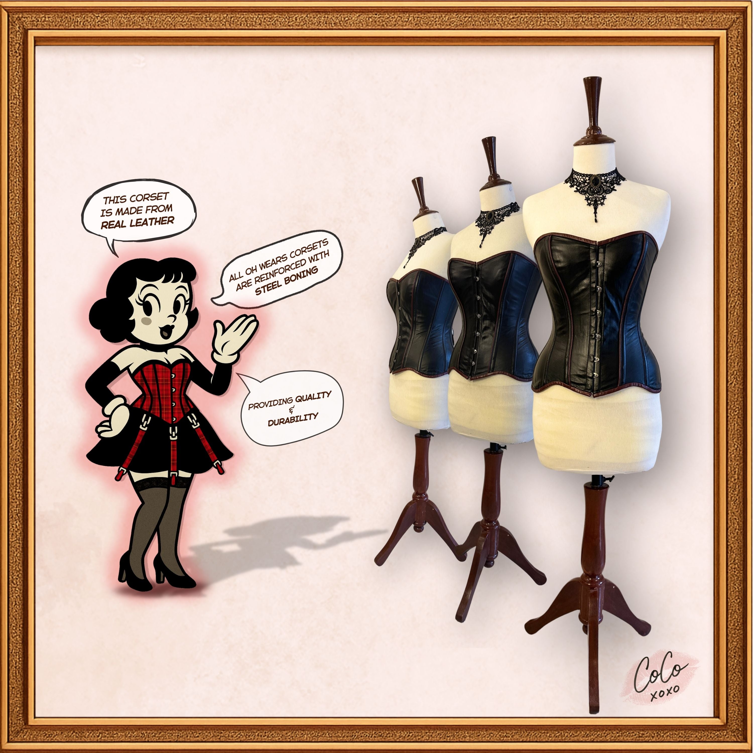 Steampunk Black/Brown Leather Overbust Corset Outwear Fashion