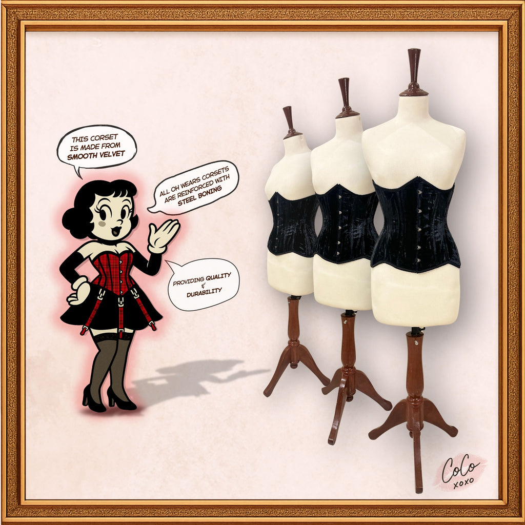 Classy Black Underbust Velvet Corset