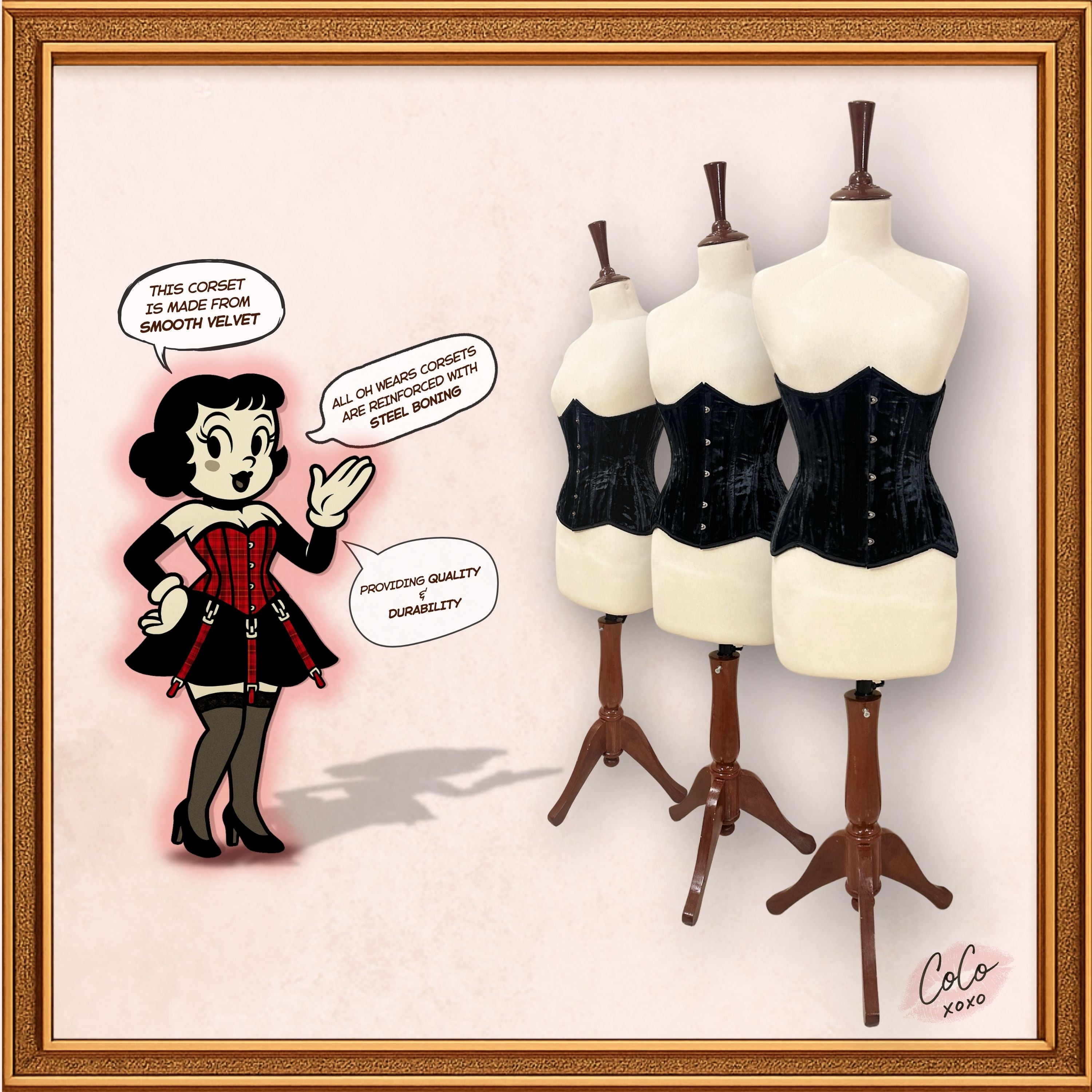 Classy Black Underbust Velvet Corset