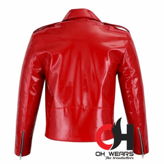 Gothic handmade Gothic Moto Red PVC Vinyl Jacket Stylish Men Motorcycle Jacket Punk Rock EMO Fetish Jacket OH-601-GJ