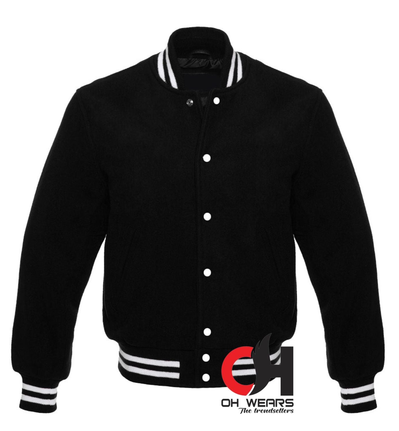 Black Complete Blend Wool Varsity Jacket