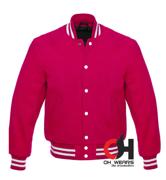 Pink Complete Blend Wool Varsity Jacket