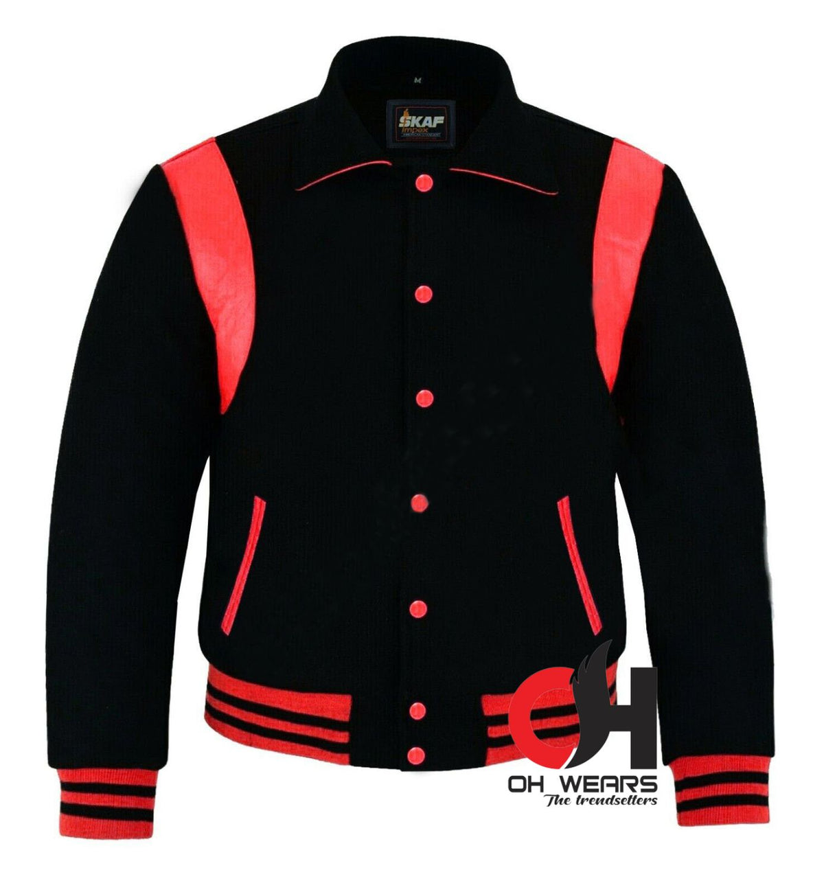 Varsity Byron Collar para hombre Lana negra Rayas de cuero rojo Béisbol Bomber Letterman Chaqueta Varsity Chaquetas universitarias para hombres y mujeres para niños 