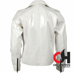 Gothic handmade Gothic Moto White PVC Vinyl Jacket Stylish Men Motorcycle Jacket Punk Rock EMO Fetish Jacket OH-600-GJ