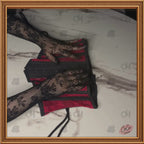 Black/Red Cotton Mesh Midbust/Waspie Corset