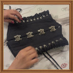 Women Underbust Black Cotton Steampunk Bustier Corset