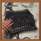 Women Underbust Black Satin Steampunk Bustier Corset Waist Trainer