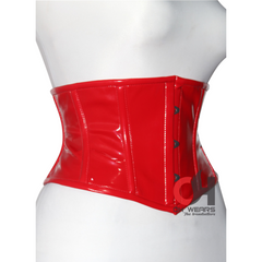 Red PVC Underbust Corset Steel Boned