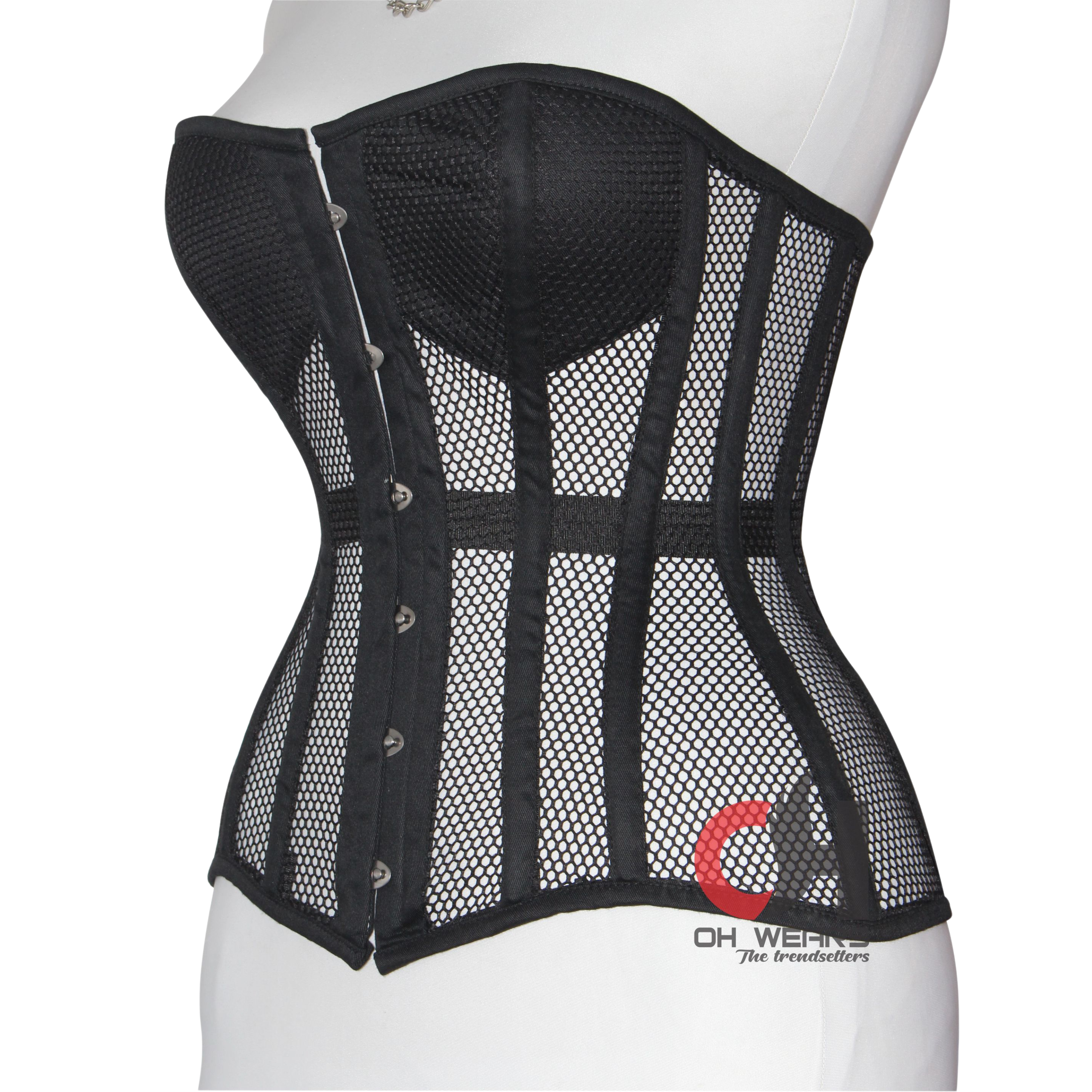 Women Black Overbust Heavy Duty Steel Boned Corset