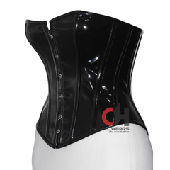 Women Black PVC Overbust Waist Trainer Corset