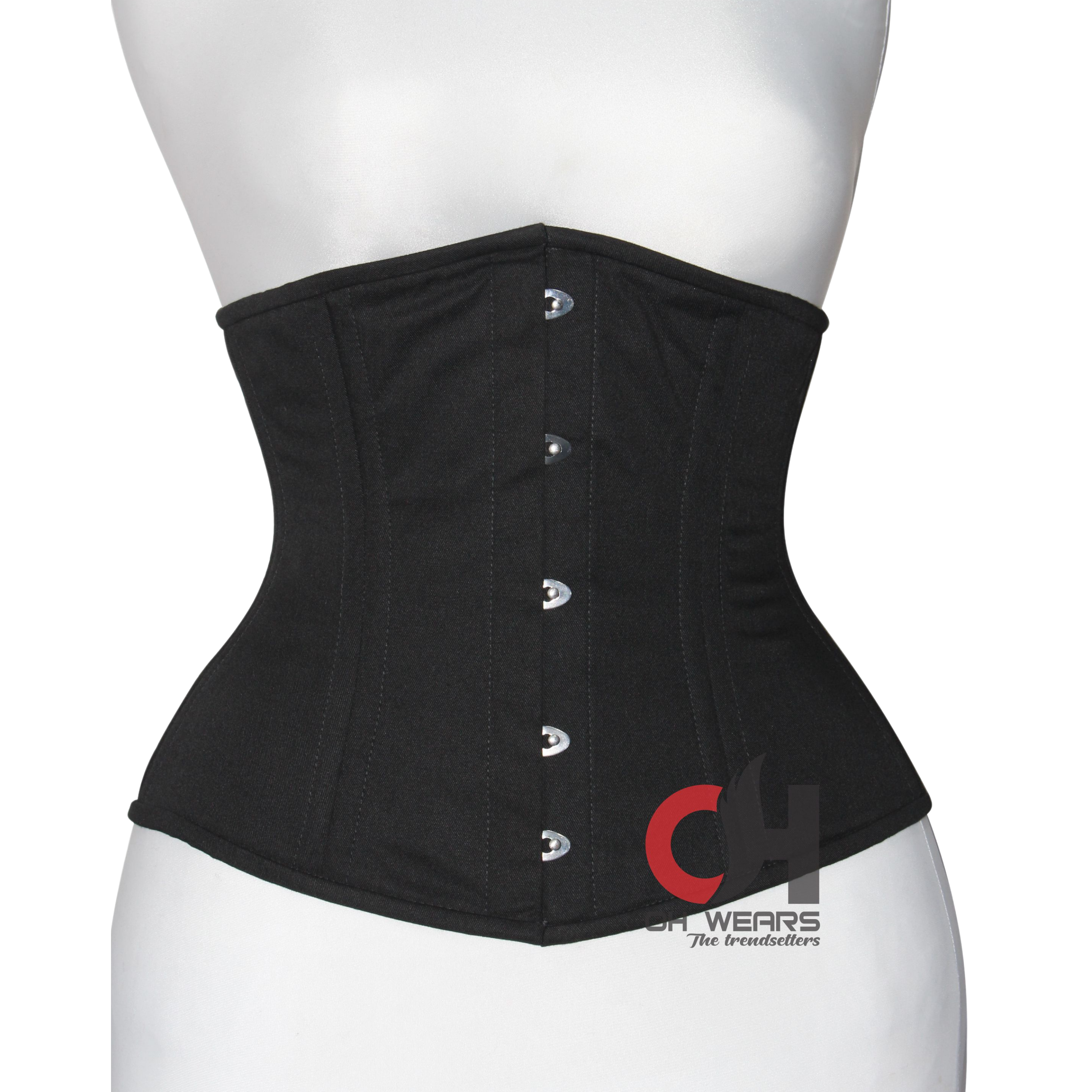 Black Cotton Underbust Corset - Steel Boned