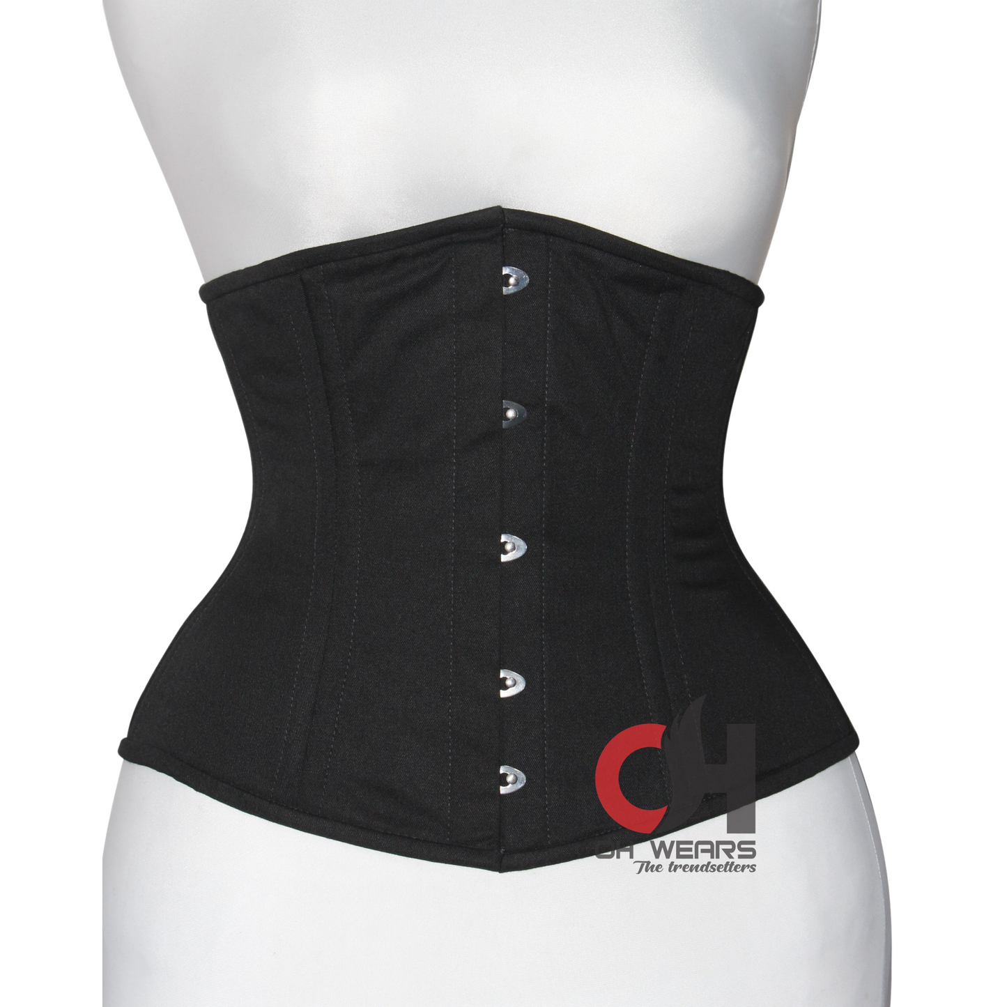 Black Cotton Underbust Corset - Steel Boned