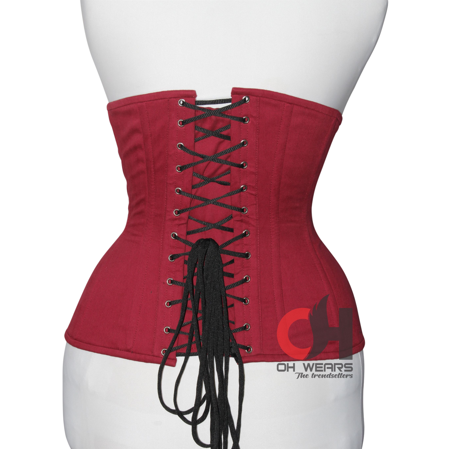 Red Brocade Underbust Corset - Double Steel Boned