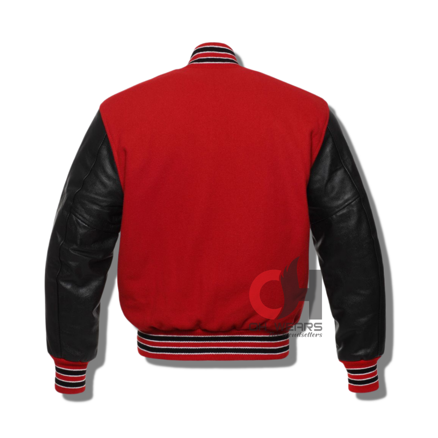 Men’s Red and Black Varsity Jacket, Varsity Jacket with Black Wool and Red Leather Sleeves Children’s Baseball Jacket Women