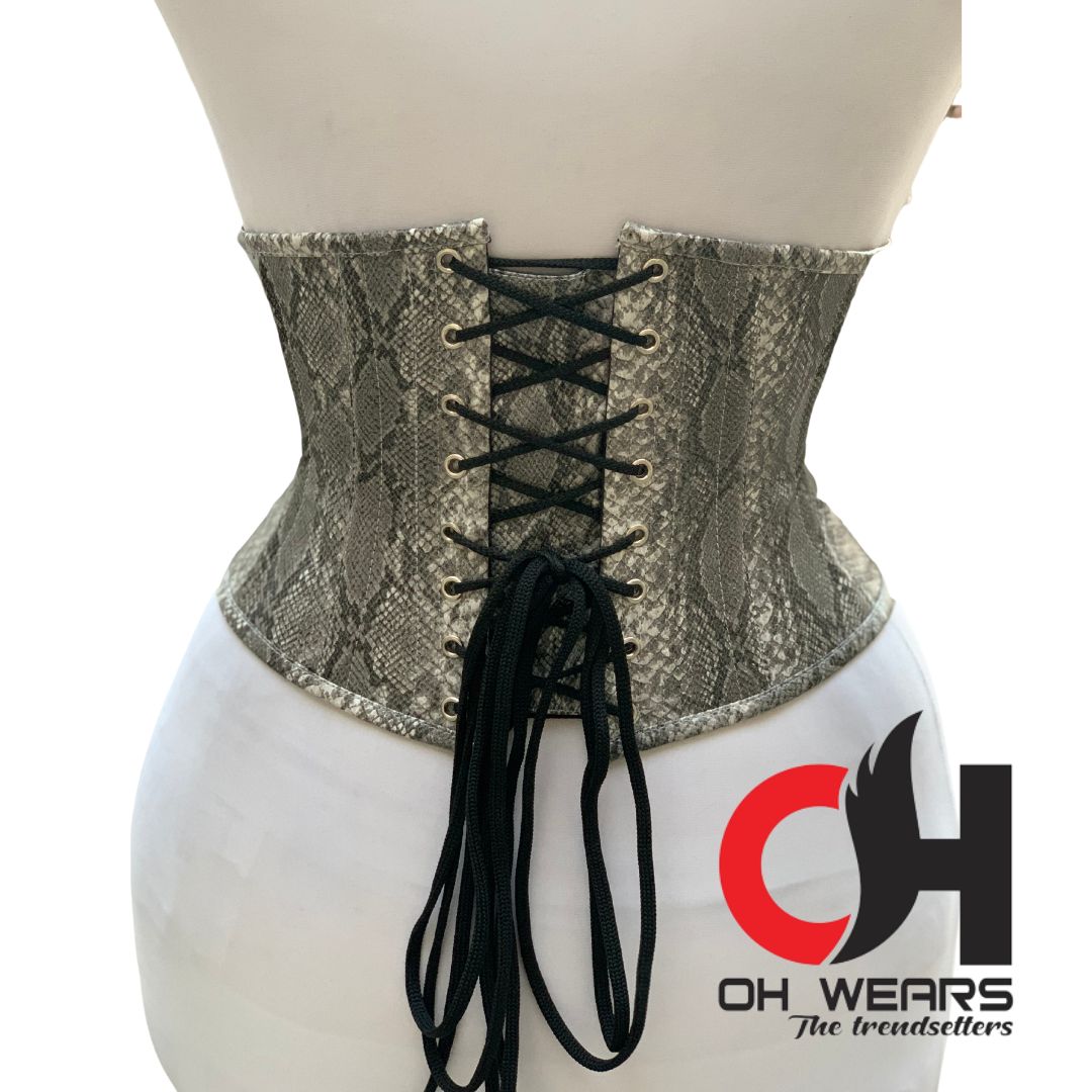 Cobra Faux Leather Underbust slim Corset Steel Boned