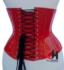 Red PVC Underbust Corset  Steel Boned