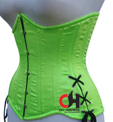 Neon Green Cotton Underbust Corset Steel Boned