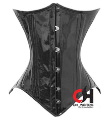 Black PVC Lacing Underbust Corset - Double Steel Boned