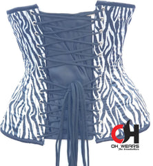 Zebra Print Satin Underbust Corset - Steel Boned