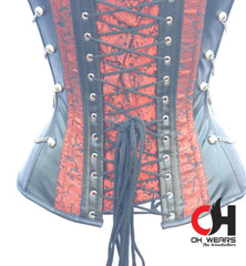 Brocade/Faux Leather Overbust Heavy Duty Steel Boned Corset