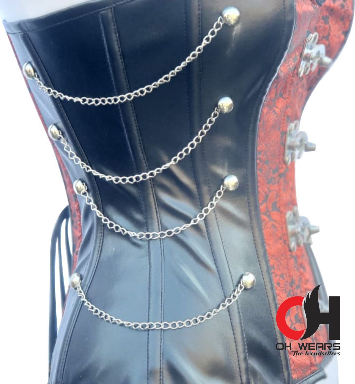 Brocade/Faux Leather Overbust Heavy Duty Steel Boned Corset