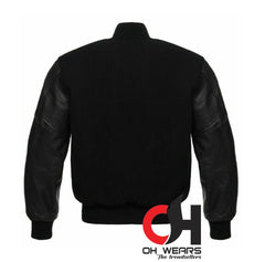 Men’s Black on Black Varsity Jacket, Plus Size Varsity Bomber Jacket Custom Design Varsity Jacket