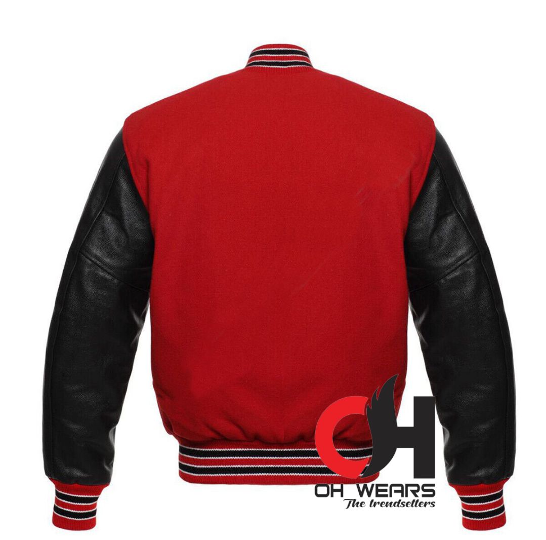 buy balck and red varsity jacket