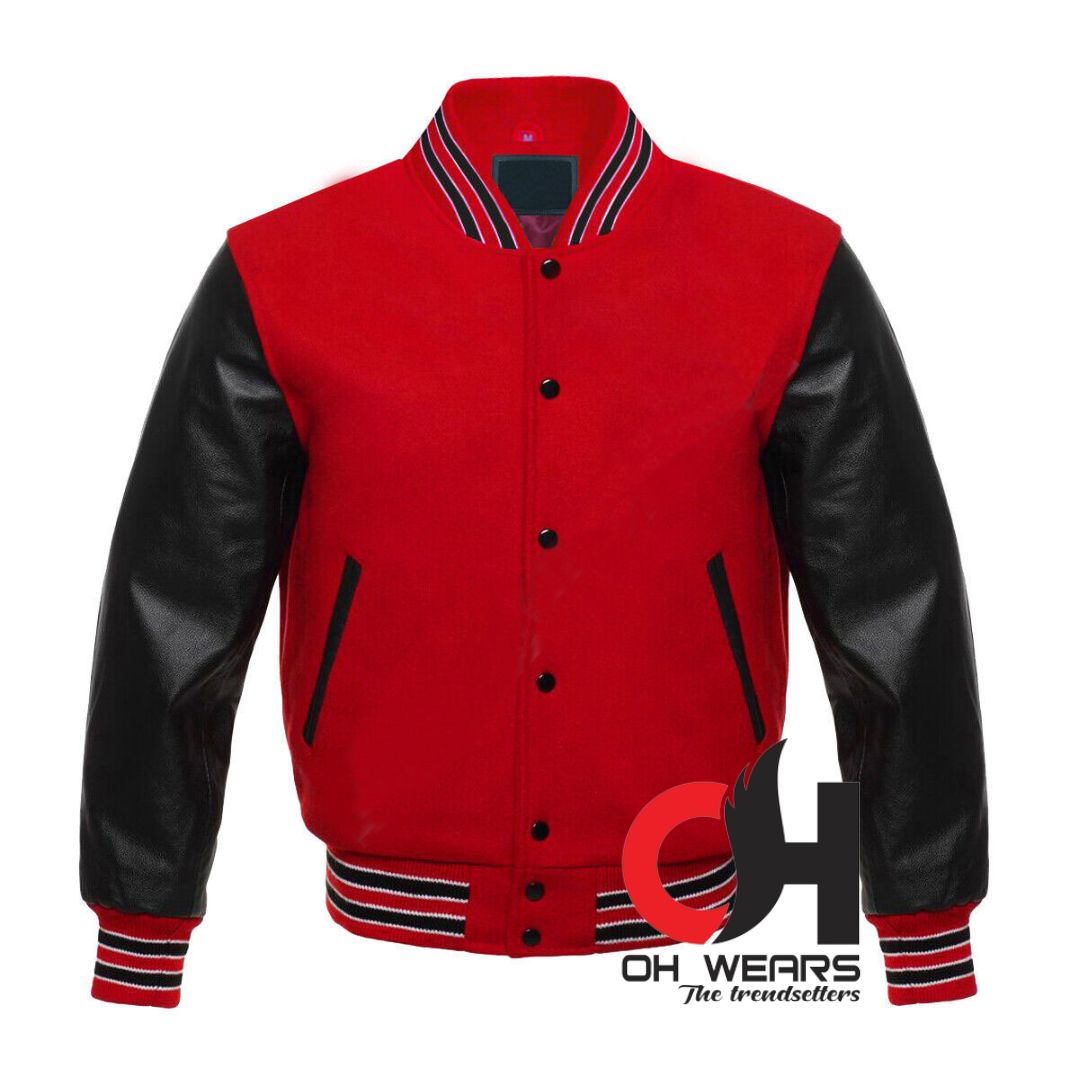 buy balck and red varsity jacket