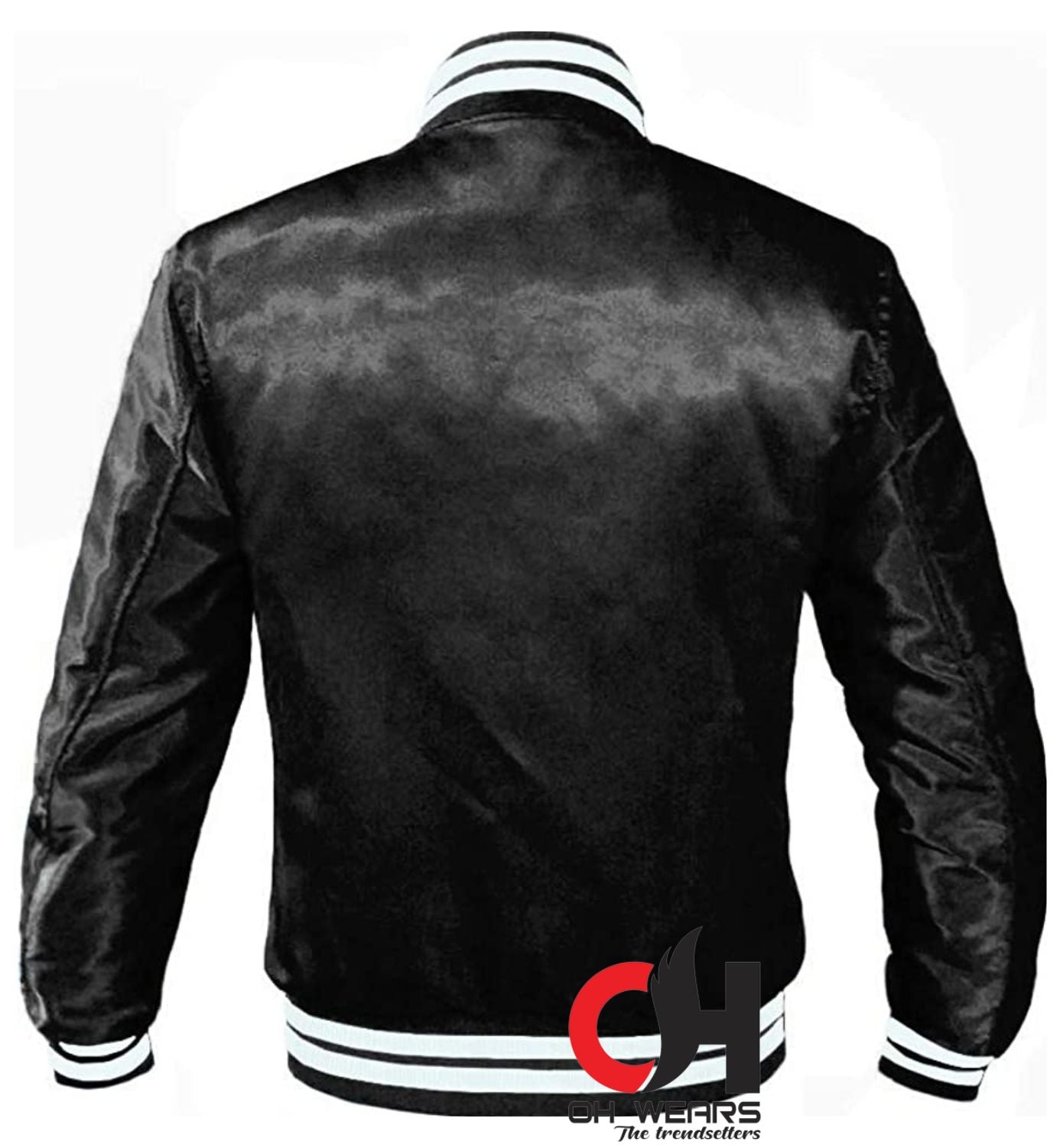 Varsity Black Satin Baseball Letterman Mid-Season Streetwear Varsity-Jacke Varsity Letterman-Collage-Jacken für Herren, Damen und Kinder 