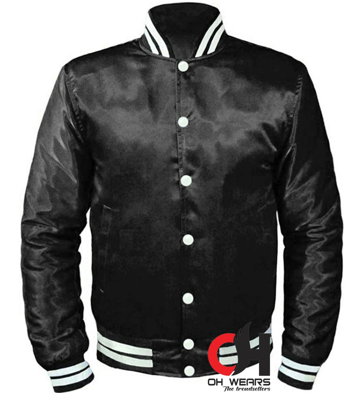 Varsity Black Satin Baseball Letterman Mid-Season Streetwear Varsity-Jacke Varsity Letterman-Collage-Jacken für Herren, Damen und Kinder 