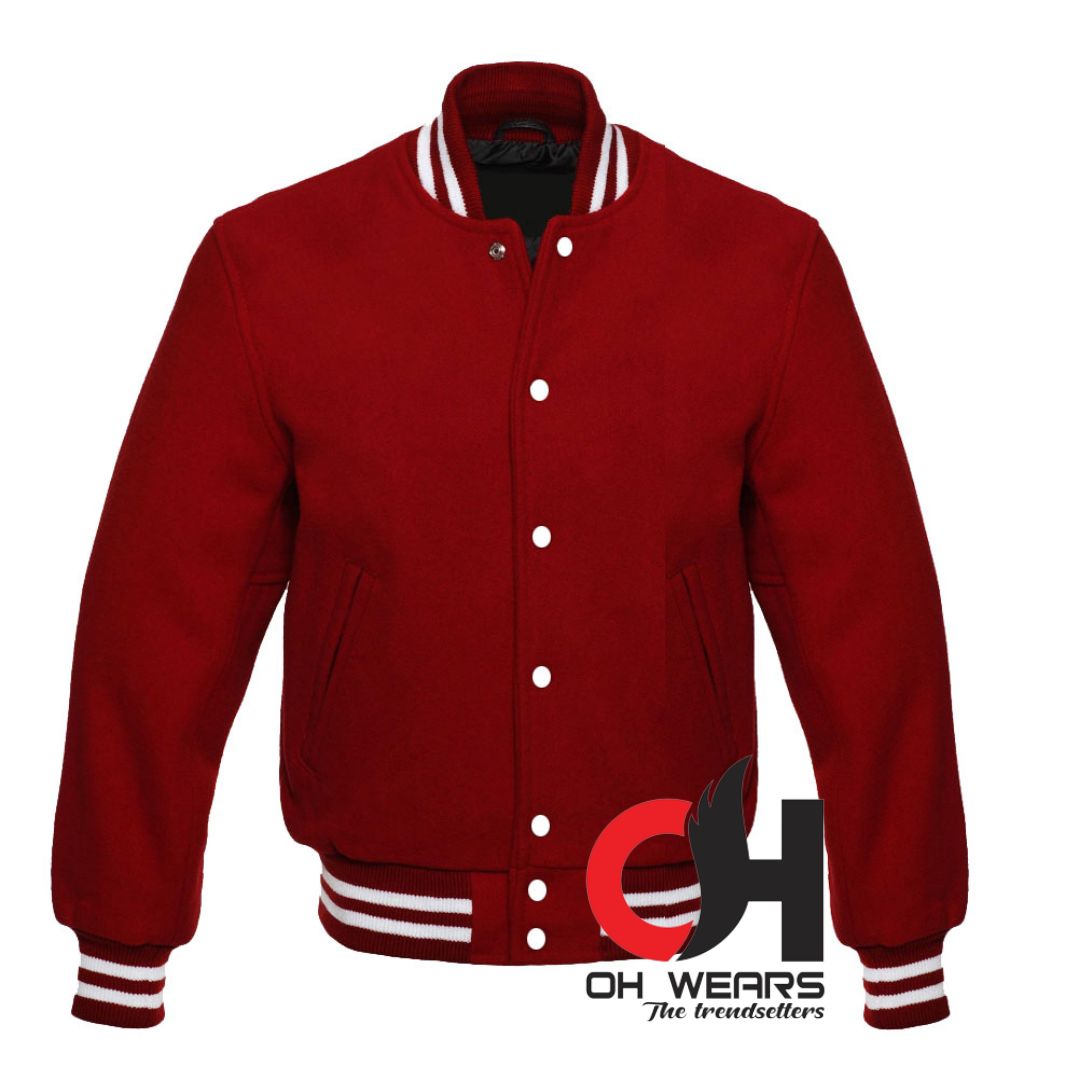 Varsity Letterman Baseball Jacket in Maroon Blend Wool Jacket, School jacket, Wool Jacket