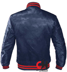 Varsity Navy Blue Satin Baseball Letterman Streetwear Jacket Varsity Men's Women's Kid's Letterman collage jackets