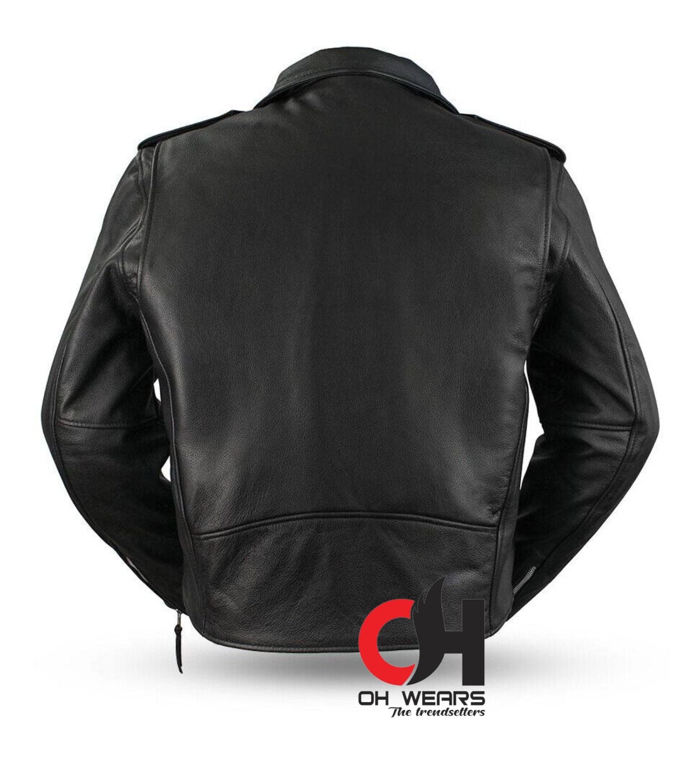 Black Motorcycle Cowhide Leather Biker Jacket