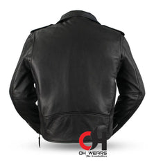 Black Motorcycle Cowhide Leather Biker Jacket