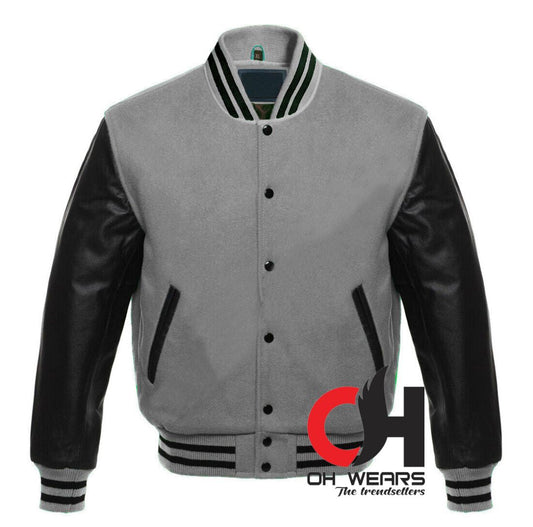 Varsity jacket gray with black sleeves - varsity jacket