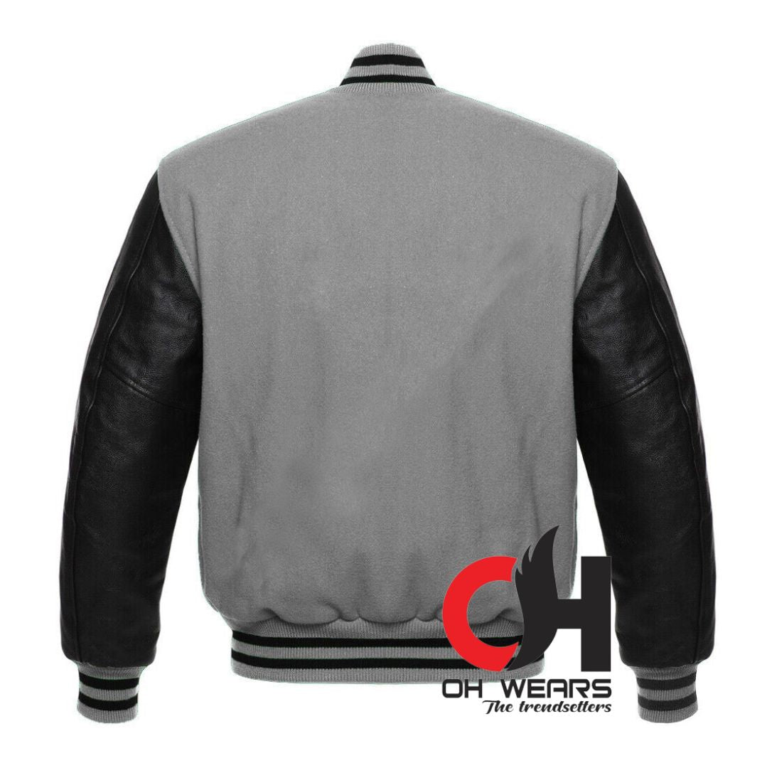 Varsity jacket gray with black sleeves - varsity jacket